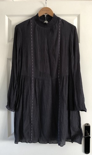 Neuwertiges Samt wunderschönes marineblaues kurzes Kleid mit Nieten Größe 14-16 (16 Etikett) - Bild 1 von 7