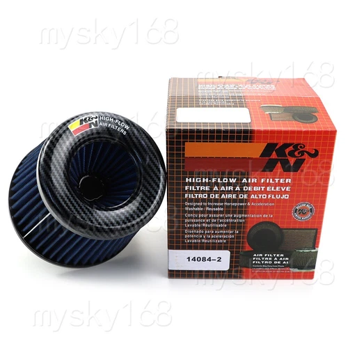 K&N Carbon color Air Filter High Flow Performance Racing Sport Cold Airfilter - Foto 6 di 7