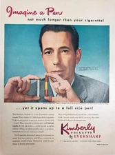 Humphrey Bogart Eversharp Pen Company Vintage 1948 Ad Writing Kimberly Pockette