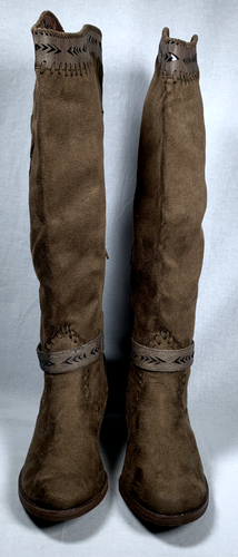 Not Rated Knee High Brown Suede Western Style Boots Size 7.5 - Picture 2 of 7