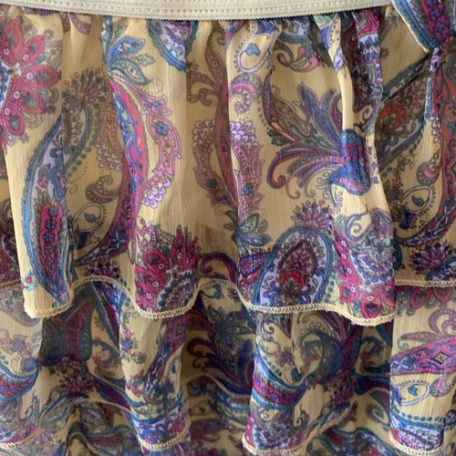 Disney D-Signed Girls Size M Skirt Yellow Multicolor Paisley Tiered - Picture 5 of 5