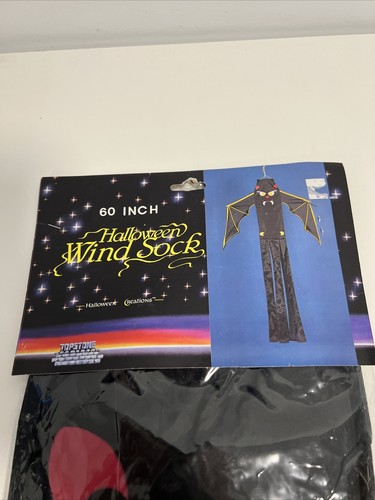 VTG Halloween Vampire Bat Windsock 60” Tall Topstone Black & Yellow Decor - NEW! - Picture 3 of 4