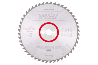 Metabo PrecisionCutProf Kreissägeblatt 315x30 mm 48 WZ für präzise Holzschnitte