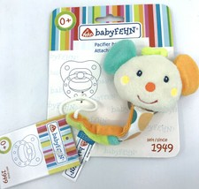 Baby Fehn Pacifier Soother Holder Clip NEW Plush Mouse Face Tags on Store Card