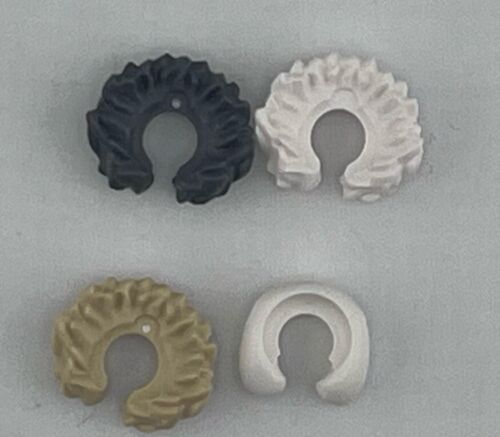 Lego 3 Pieces + 1 Tan white grey Viking Mini Figures Neck Fur Collar / Bird Nest - Picture 2 of 3