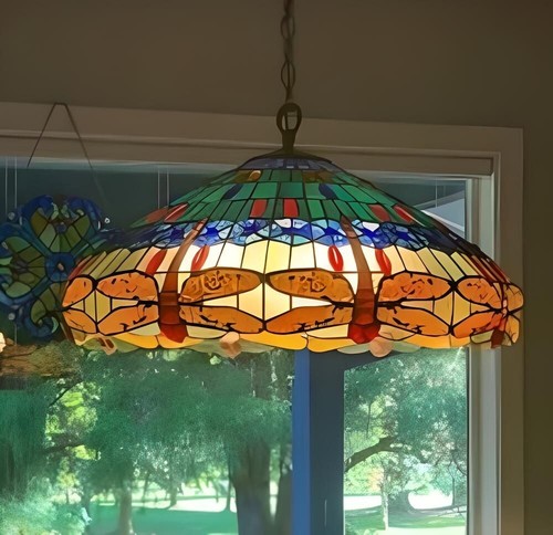 Red Dragonfly Tiffany Style Stained Glass Hanging Pendant Ceiling Light Aqua Blu - Picture 1 of 3