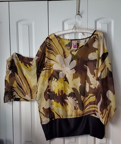 Antthony Originals Women Sheer top, 2X Multi-color scoop neck - Picture 2 of 3