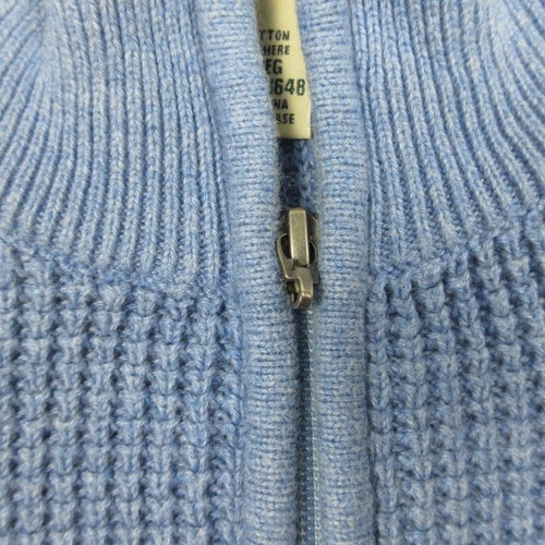 LL Bean Sweater Mens XXL 2XL Blue Cotton Cashmere Chunky Knit 1/4 Zip Pullover - Picture 3 of 9