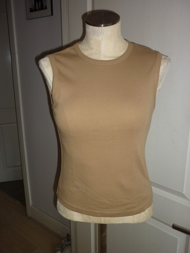ZARA BASICS CAMEL COTTON VEST TOP T-SHIRT TANK TOP MEDIUM UK10-12