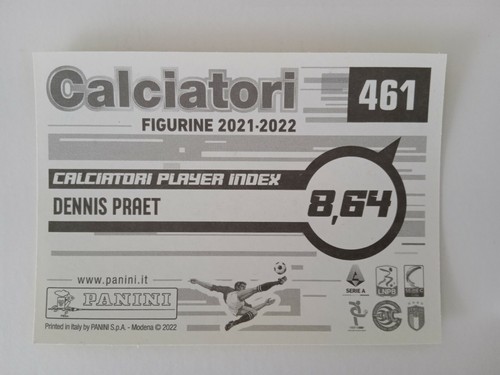 FIGURINA CALCIATORI PANINI 2021/22 TORINO PRAET n 461 NUOVA NEW - Foto 2 di 2