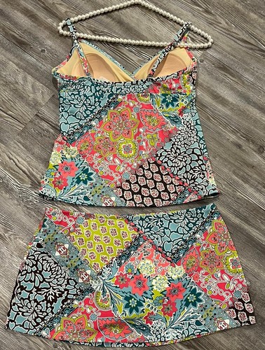 Conjunto de 2 piezas de traje de baño Tankini y falda inferior floral multicolor Garnet Hill 4 - Imagen 2 de 19