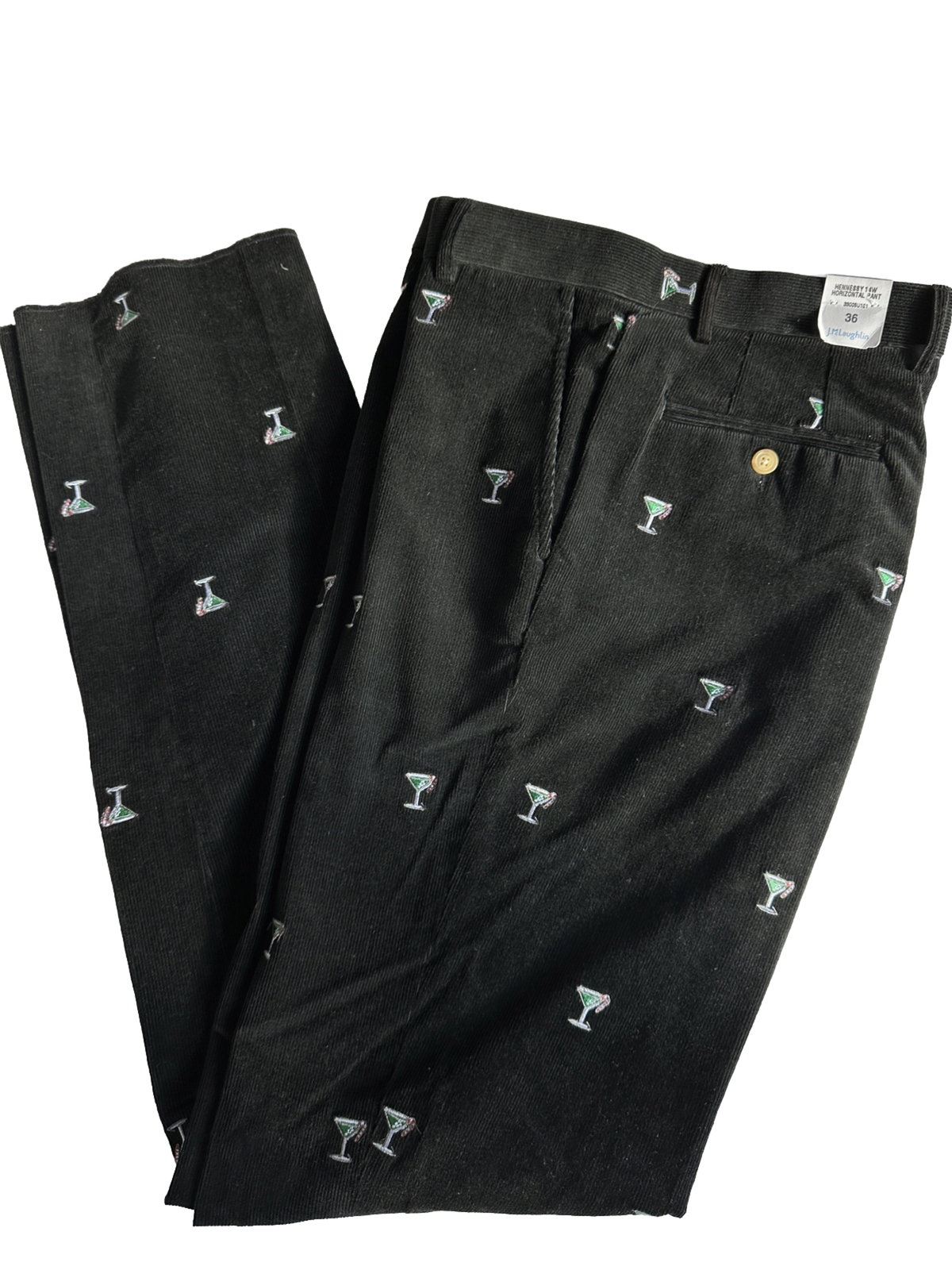 J. McLaughlin Men's Size 36 Black Embroidered Holiday Martini Corduroy Pants NWT eBay