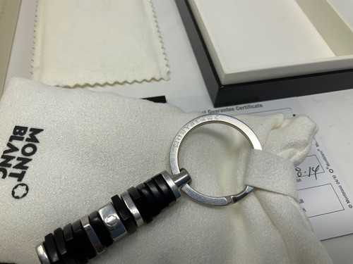 MONTBLANC STAINLESS STEEL BLACK PRECIOUS RESIN ROTATABLE KEY RING/ KEYCHAIN - Picture 6 of 9