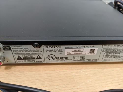 *For Parts, Lot of 5 No Power* Sony DVP-SR210P DVD Player - Picture 10 of 11