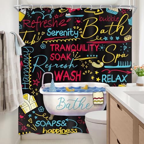 Funny Bathroom Rules Shower Curtain 60"W x 72"L (Pack of 1) 01kids(rules2) - Picture 5 of 8