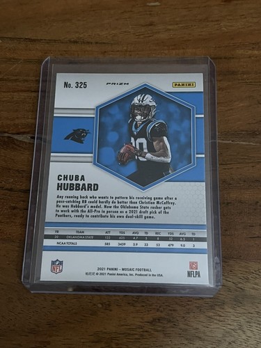 2021 Panini Mosaic Rookies Reactive Yellow Prizm Chuba Hubbard #325 Panthers RC - Picture 2 of 2