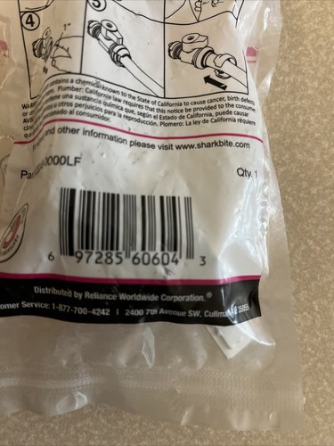 (4) PACK SharkBite 1/2 PTC x 1/4 Inch Push to Connect Straight PEX #23049-0000LF - Picture 4 of 4