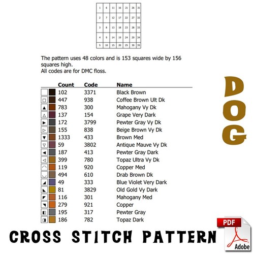 Dog Cross Stitch Pattern (Digital Download PDF) #3 - Picture 2 of 3