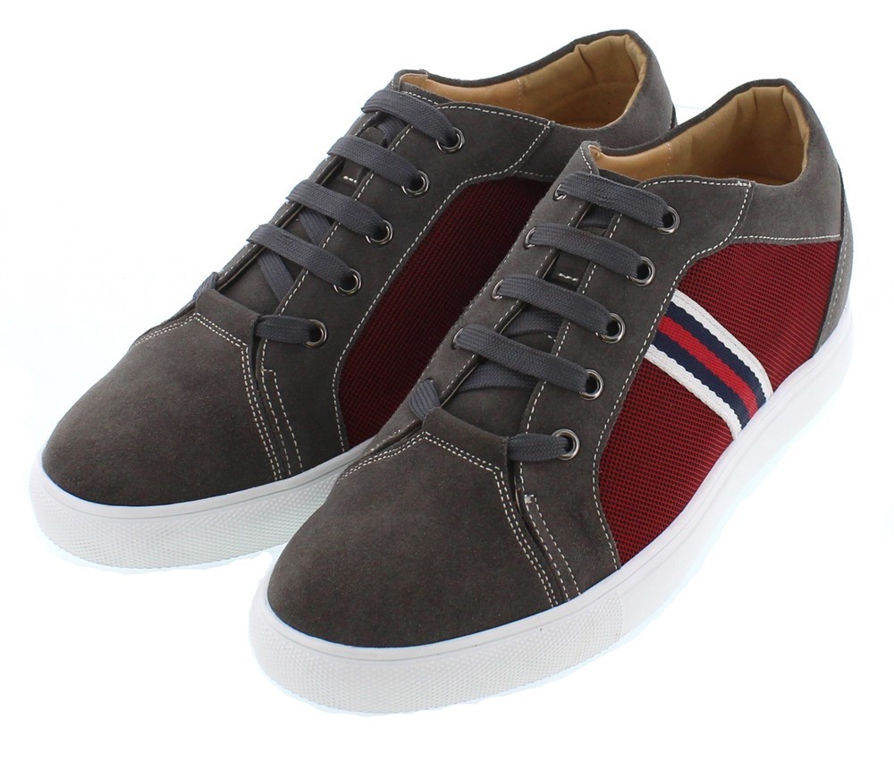 CALTO J9102 & - 2.4 Inches Elevator Height Increasing Grey & J9102 Metallic Red Shoe c262e1 CALTO J9102 & - 2.4 Inches Elevator Height Increasing Grey & J9102 Metallic Red Shoe c262e1
