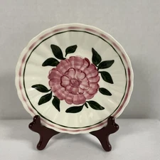 Blue Ridge Mountains CAMELIA Indented Teacup Saucer Hand Art Pink Peony 5.75”