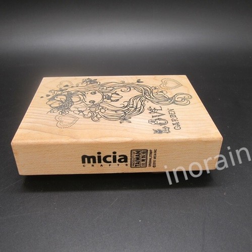 RARE Taiwan Micia Crafts Wood Mount Rubber Stamp Love Garden Scrapbooking - Picture 3 of 5