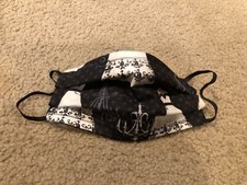 black  white Fancy dress antique print handmade cotton face mask reversible