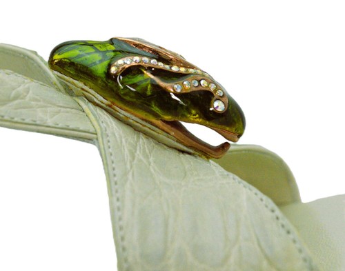 Gucci Tom Ford Era Alligator Crocodile Jeweled Serpent Snake Bamboo Heel Shoe 8B - Picture 8 of 12