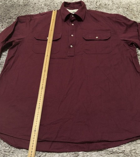 N47 Genuine R M Williams Longhorn Brigalow Cotton Shirt Burgundy Mens 3XL Exelnt - Picture 4 of 13