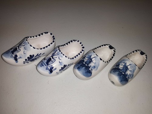 4 Delfter blaue Clog Schuhe Aschenbecher Holland Dutch Windmühle handbemalt Keramik - Bild 1 von 3