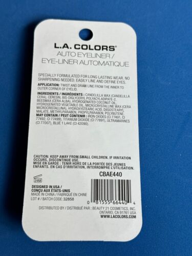 L.A. Colori AUTO EYELINER Applicazione liscia nero 0,01 oz - Foto 2 di 2