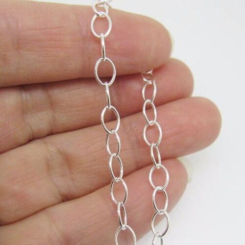 Cadena de plata esterlina al por mayor, cable ovalado redondo grueso, cadenas a granel de 5,8x4,2 mm - Imagen 3 de 3