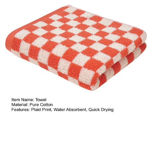Cotton Towels Quick Dry Hand Towel Plaid Print Set Lightweight Absorbent - Picture 7 of 14