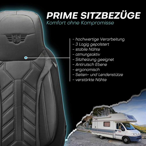 Fundas de asiento de autocaravana adecuadas para Provan Provan Excursion 4x4 (negro antracita) - Imagen 3 de 12