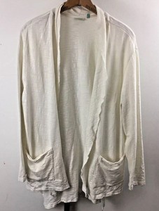LOGO-by-Lori-Goldstein-Open-Front-Cardigan-Sweater-Jacket-L-Cream-White-Pockets