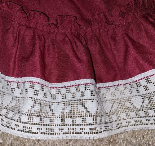 Vintage Burgundy/White Valance 60"W×16'L×11"L Polyester/Cotton,Lace Polyester - Picture 3 of 6