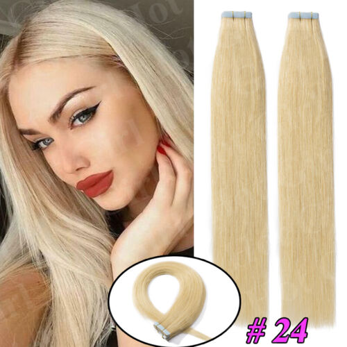 New 100% Russian Remy Tape In Human Hair Extensions 20/40/60pcs Curly Thick HG01 - Picture 16 of 41