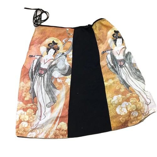 Vintage One Size Asian Chinese Woman Wrap Around Cotton Skirt - Picture 2 of 10