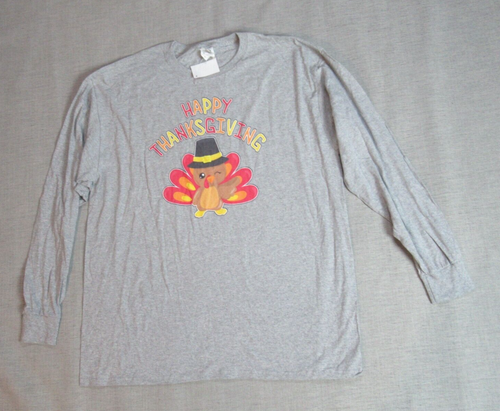 Adult Mens T Shirt Size XL Gray Thanksgiving Turkey Funny Holiday Tee Dadcore