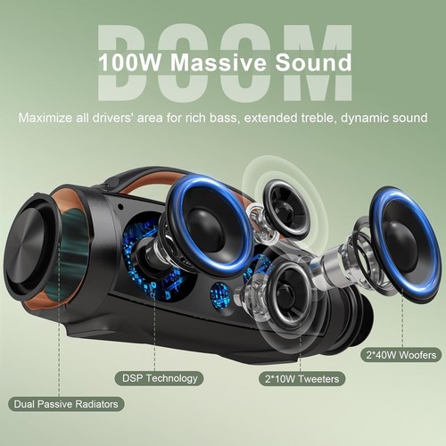 DOSS Extreme Boom+ Loud Bluetooth Speaker with 100W Stereo Sound, Extra Bass - Picture 9 of 9