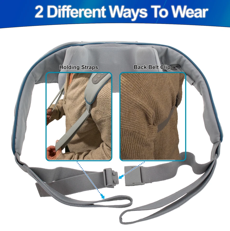 Masajeador Shiatsu Cuello Hombro Espalda con Calor Ergonómico 5D Tejido Profundo Amasado USB Foto 3 de 4