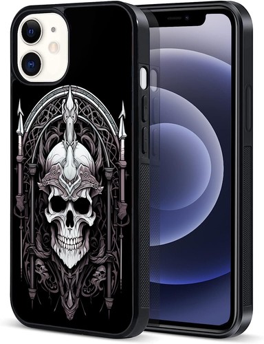 For Samsung Galaxy Apple iPhone Metal Case Black screeching skull - Picture 12 of 25