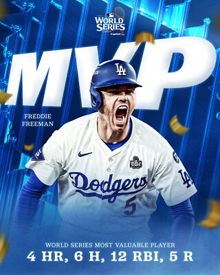 2024 Freddie Freeman MVP Los Angeles Dodgers 8x10 world series champs photo