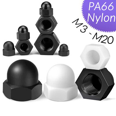 #ad #ad M3 M4 M5 M6 M8 M10 M20 DOME NUTS NYLON PLASTIC HEX DOME NUTS GRADE 66 DIN 1587 $28.38