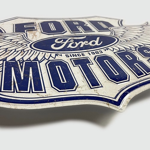 32" X 15" Ford Motors Winged Large Embossed Aluminum Metal Tin Tacker Sign - Picture 4 of 7