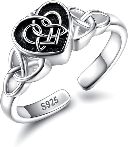 Urn Ring Cremation Jewelry for Ashes Sterling Silver Heart Memorial Open Rings - Picture 2 of 8
