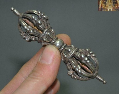 Tibet Tantra Buddhism Tibetan Silver Dorje Vajra Dorje Dagger Talisman Phurpa - Picture 1 of 9