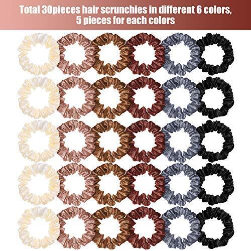 30 Pieces Silk Hair Scrunchies Satin Elastic Hair Bands Small Skinny Colorful - Picture 4 of 7