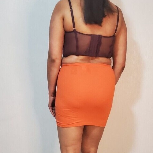 Women's Ladies Girls Orange Short Mini Skirt High Waist Fitted Bodycon  - Picture 6 of 12