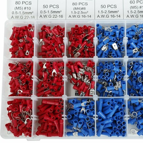 Assorted Insulated Electrical Wire Terminals Crimp Connectors Spade Kit 1200pcs - Picture 8 of 9