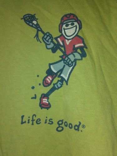 Camiseta Life is Good Hombre Talla S Verde Guisante Mangas Cortas Jake Jugando Hockey Algodón - Imagen 2 de 5